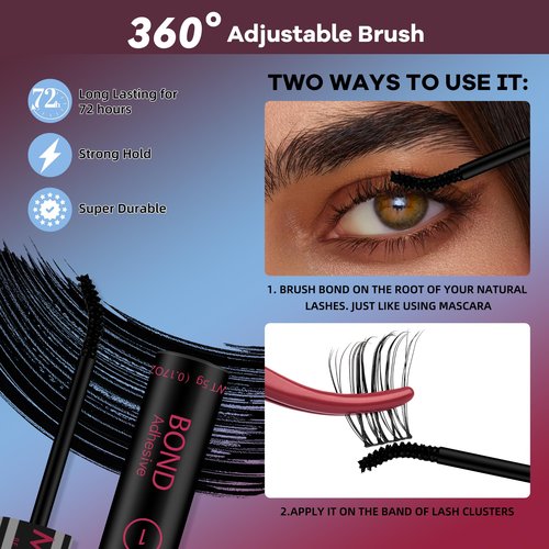 Mayhug Lash Bond and Seal Remover Set 72H+ Waterproof Lash Clusters Glue 3 In 1 Strong Hold DIY Eyelash Adhesive Kit, Qucik Removal Eyelash Remover for DIY Use (2Pcs Set)