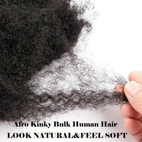 Afro Kinkys Bulk Human Hair for Dreadlock Extensions 8 Inches 30 Gram Natural Black Loc Repair Afro Kinky Braiding Human Hair for Locs (8 Inch 2 Bundles/Package)