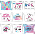 Clysee 9 Pcs Hockey Gifts Makeup Bag for Women Hockey Lovers Players Cosmetic Bags with Zipper Bulk Team Gifts Travel Pouch for Women Mom Athletics Birthday