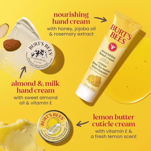 Burt's Bees Tips and Toes Gift Set - 6 Travel Size Moisturizers with Pomegranate Lip Balm & Creams