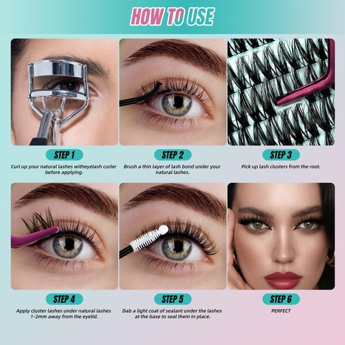 Lash Clusters Kit 144pcs Wispy Eyelash Extensions Kit 3 Styles Eyelash Clusters Individual Lashes Extension Kit with Lash Bond and Seal, Remover, Lash Tweezers DIY at Home(SMH,C-Mix8-16mm Kit)