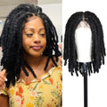 lounoke 18 inch Criss Cross Thick Butterfly Locs Wig Full Double Lace Knotless Popcorn Twist Locs Braided Wig for Women 3D Pop Butterfly Loc Twist Braids