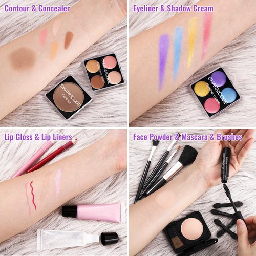Makeup Kit for Teen Girls & Women Full Kit, Beauty Train Case with Starter Cosmetic Set, Make Up Valentine Gift Box with Eyeshadow,Lipgloss,Highlighter,Blush,Lip&Eye Pencils,Brush & More(Purple)