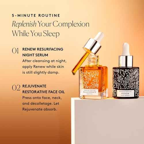 Naked & Thriving Night Set - Renew Resurfacing Serum (30 mL) & Rejuvenate Face Oil (35 mL) with Hyaluronic Acid & Fruit AHAs