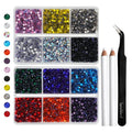 Hotfix Rhinestones Mixed 12 Colors, SS10 Rhinestones for Crafts Clothes, Hotfix Crystals with 1 Tweezers and 2 Wax Pencils