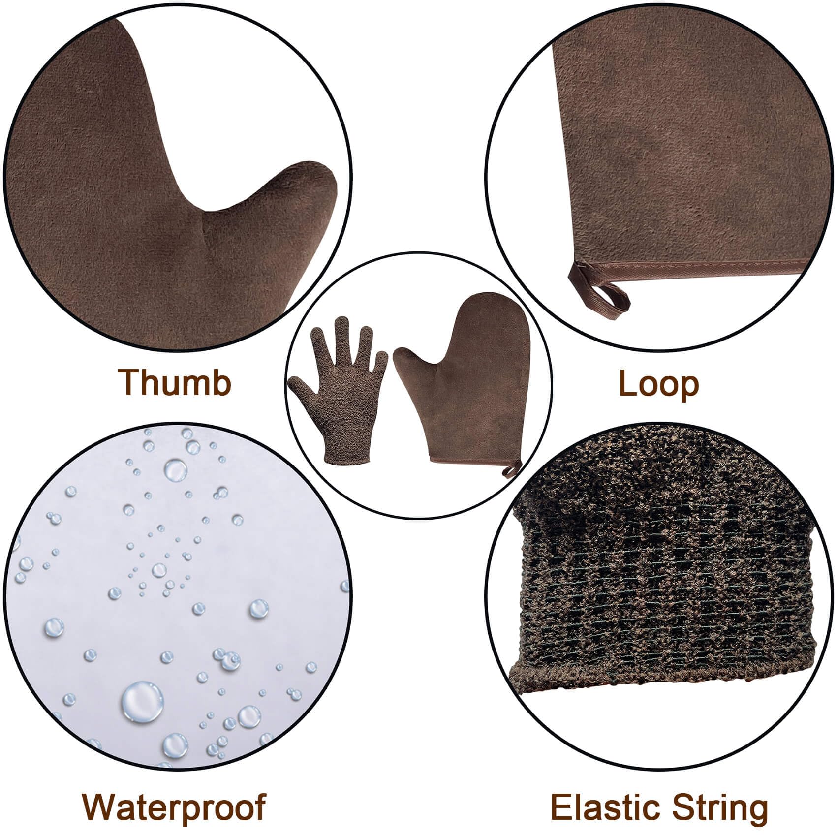 ZOQINI Self Tanning Mitt Kit, Velvety Soft Tanner Mitt and Back Tanning Applicator, Exfoliating Glove, Angled Face Tanner Brush for Sunless Tanning Oil Lotion Mousse Gel (4 Pack Bronze, Boxed)