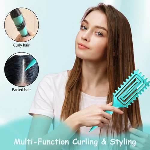 Skiennix Curl Defining Brush - Lightweight Curly Hair Brush for All Hair Types | Green