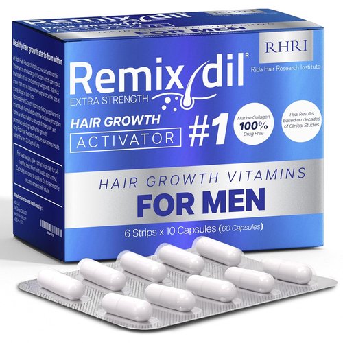 Hair Growth Vitamins - Regrow Hair For Men | Strengthen Beard & Scalp | Reduce Thinning & Breakage | Fast-Acting 60 Capsules