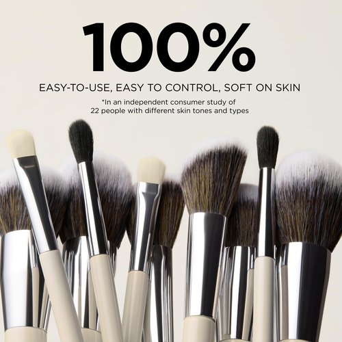 HALEYS Beauty 5-Piece Makeup Brush Set, For Streak Free Application of Liquid, Cream or Powder, Set Includes Kabuki, Powder, Contour, Crease & Lid, Make Up Bag Essentials, Vegan, Gift for Women