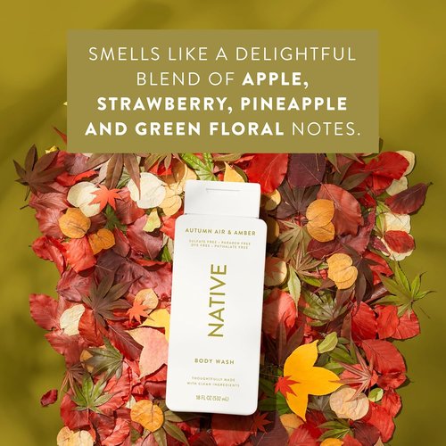 Native Body Wash - Naturally Derived Ingredients - Autumn Air & Amber - Sulfate & Paraben Free - 18 oz (2-Pack)