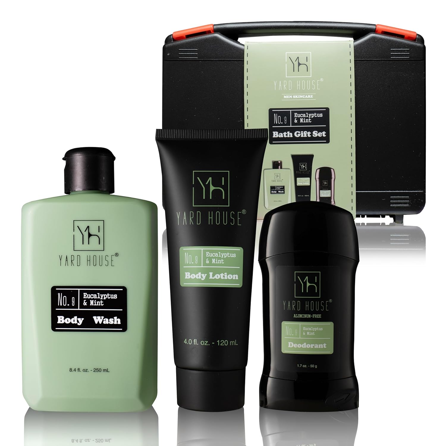 Yard House Men's Skincare Gift Set - Eucalyptus & Mint Body Wash, Lotion & Deodorant | Premium Travel Kit for Men