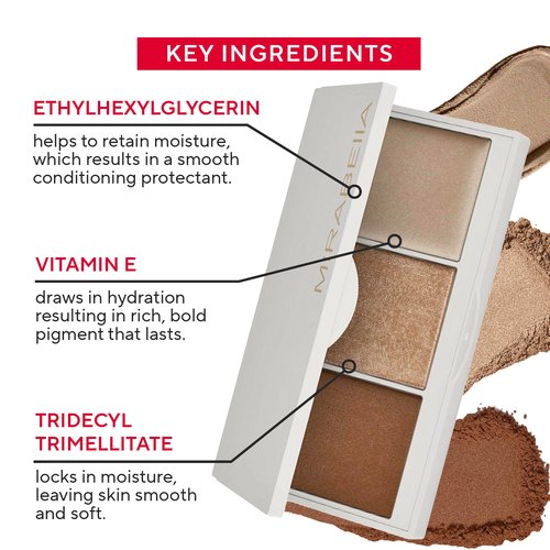 MIRABELLA - Megastar Pro Face Trio Powder Contour Palette with Bronzer, Cream Highlighter & Contour Powder, Lightweight Buildable 3-in-1 Highlighters Makeup for a Sculpted Look, All Skin Types