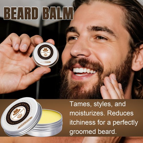 Christmas Gifts for Men,XIKEZAN Beard Care & Trimming Kit with Sandalwood Beard Oil, Wash, Conditioner, Balm,Brush,Unique Valentines Thanksgiving Birthday Gifts for Husband Dad,Mens Stocking Stuffers