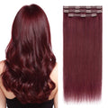 Elailite Short Clip in Hair Extensions Real Human Hair 10 Inch 56g 3PCS Lace Weft Remy Hairpieces for Women Burgundy