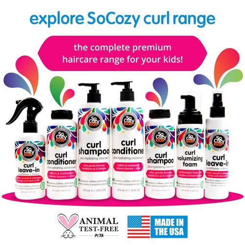 SoCozy Curl Shampoo - Ultra-Hydrating Cleanser for Kids' Hair | Sweet-Crème, 10.5 Fl Oz