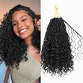 Boho Box Braids Crochet Hair for Black Women – 12 Inch Micro Pre-Looped Style, 4 Culrs Goddess Box Braids Crochet Hair with Curly Ends (12 Inch, 1B)