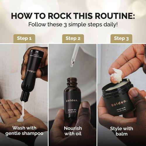 Golden Grooming Co. Everyday Beard Bundle – Complete Beard Care Set | Includes Beard Oil, Balm & Shampoo (XL, Spicy Grove)