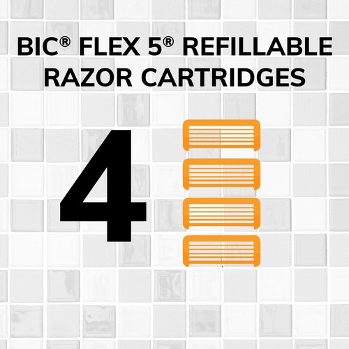 BIC Flex5 Hybrid 5 Blade Razor Refills, 4 Count
