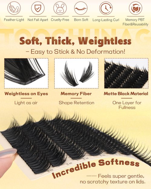 Spiky Manga Lash Clusters 12-20mm Anime Eyelash Clusters 300pcs Cluster Eyelash Extensions Fairy Eyelashes Cluster with Bottom Individual Lashes 80D+100D Volume DIY Lash Extension by TOOCHUNAG