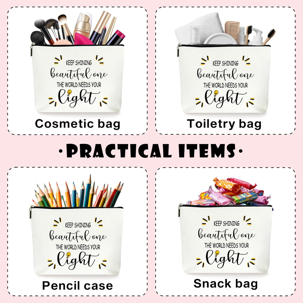 ZYQFN Inspirational Makeup Bag Cosmetic Bag, Motivational Gifts, Birthday Christmas Mothers Day Gifts For Women Mom Friends Sister Wife Grandma Aunt Daughter, The World Needs Your Light.(012)