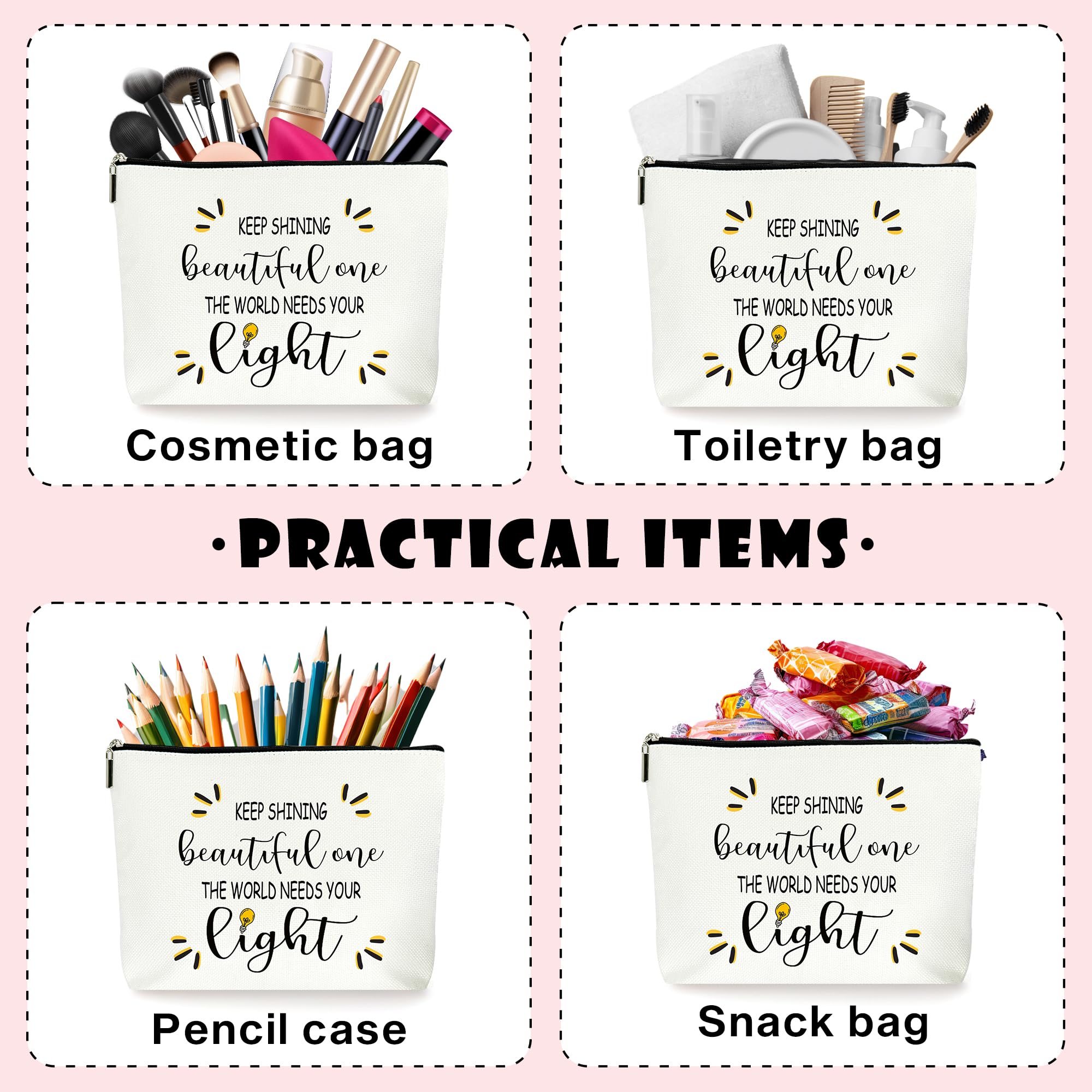 ZYQFN Inspirational Makeup Bag Cosmetic Bag, Motivational Gifts, Birthday Christmas Mothers Day Gifts For Women Mom Friends Sister Wife Grandma Aunt Daughter, The World Needs Your Light.(012)