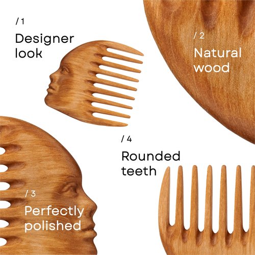 Product image Handmade Wooden Hair Comb for Women Natural Wood Hair Care Scalp Massager Eco-Friendly Perfect for use with Balms and Oils French Hair Comb Wooden Comb for Long Hair Wide Tooth Comb (Pear)