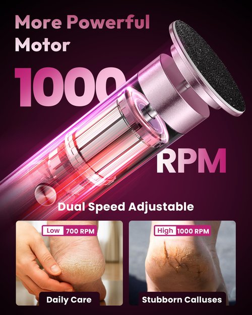 AWROSE Callus Remover for Feet, Cordless Electric Foot Callus Remover with Rechargeable 2600mAh High-Capacity, 6.2IN Aluminum Foot File,Professional Pedicure Tools for Dead/Hard/Dry Skin&Cracked Heels