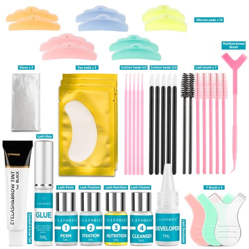 LATORICE Lash Lift Kit for Beginners: 5-in-1 Professional Eyelash Perm Set with Keratin for Women - Home Salon & DIY Beauty Treatment (Includes Rods/Glue/Serum) (40ml)