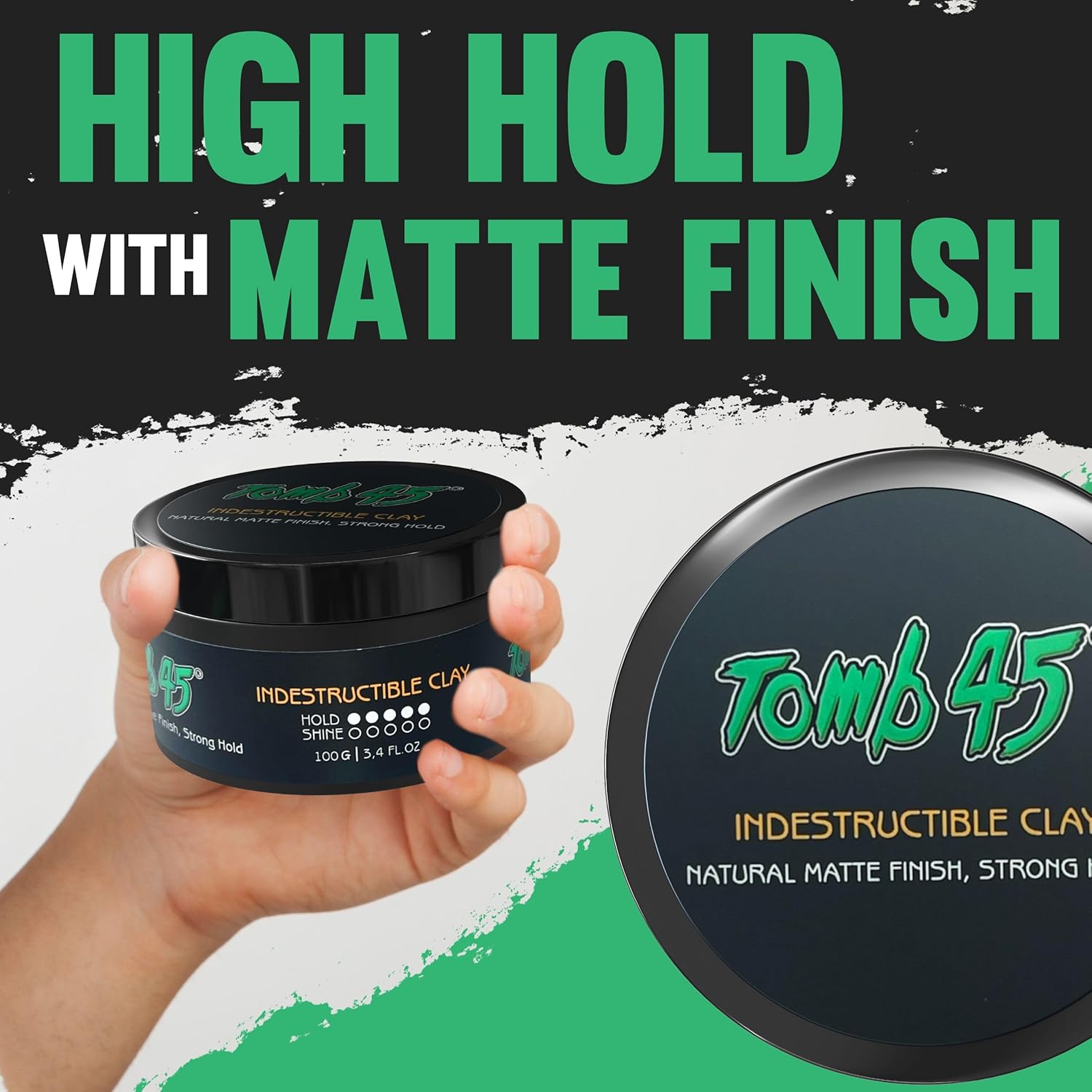 Tomb45 Indestructible Hair Clay - High Strong Hold & Matte Finish Hair Styling Product