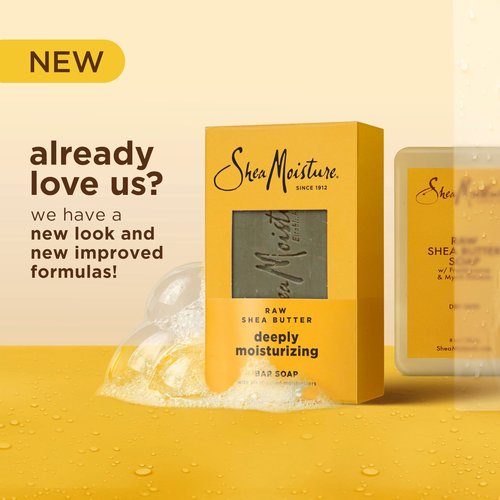 SheaMoisture Bar Soap Raw Shea Butter 4 count Moisturize and Restore Dry Skin Deeply Moisturizing bar soap with 24h shea moisture nutrients for Healthy, Glowing Skin 8 oz