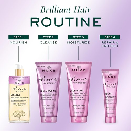 NUXE High Shine Shampoo - Nourishing Radiance Boost with Fermented Pink Camellia Oil | 8.5 Fl Oz