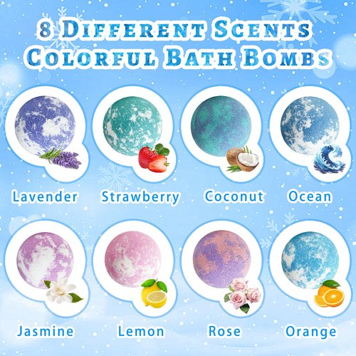 Bath Bombs for Kids with Surprise Inside, 8 Pack Bath Bombs with Frozen Toys, Princess Jewelry & Cross-Body Bag, Natural Fizzy Bubble Bath Balls with Jewelry Set, Christmas Birthday Gift for Girls