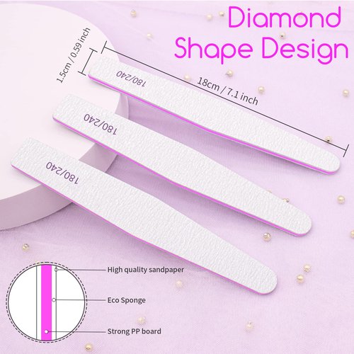 50 Pcs Nail File Set, Emery Board Nail Files for Natural Nails 180/240 Grit Nail File for Natural Nail Shaping Nail Filers Manicure Tools