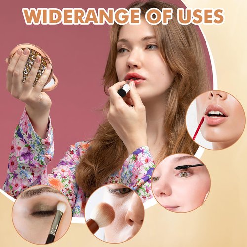 Lemecima 12 Pcs Small Compact Folding Pocket Makeup Mirror - Round Hand Held Mirror with 1X/2X Magnification for Women Girls Travel
