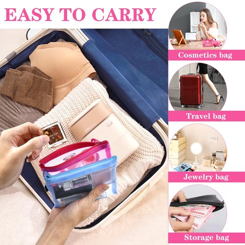 Aemygo 42 Pcs Mini Zipper Mesh Bags, 5 x 4 Inch Small Makeup Bag Lipstick Cosmetic Accessories Organizer Nylon Makeup Zipper Pouch Beauty Travel Toiletry Bag Kit for Women (7 Colors)
