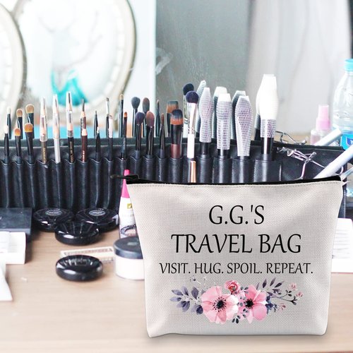 POFULL GG Gift Grandma Gift G.G.'S Travel Bag Visit Hug Spoil Repeat Travel Cosmetic Pouch GG Mother Day’s Gift (G.G.'S Travel Bag)