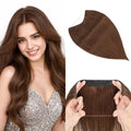 Halo Hair Extensions Real Human Hair, MY-LADY Adjustable Halo Extensions Real Human Hair, 12 inch Medium Brown Women's Long Straight Hair Invisible Wire Hair Extensions