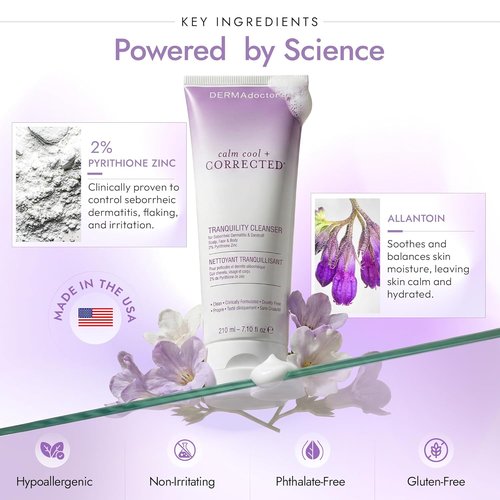 DERMAdoctor Seborrheic Dermatitis Shampoo - 2% Pyrithione Zinc Anti-Dandruff Treatment for Itchy Scalp | 7.10 oz