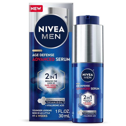 NIVEA MEN Age Defense Face Serum - Reduces Dark Spots & Fine Lines with Thiamidol™ & Hyaluronic Acid | 1 Fl Oz