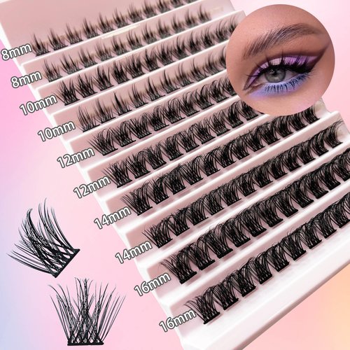 Lash Extension Kit D Curl Lash Clusters WHYBRAW Eyelash Extension Kit with 7 Days Long Lasting Bond Lash Bond and Seal 120 Pcs Natural Individual Lashes Kit with Cluster Lash Tweezers