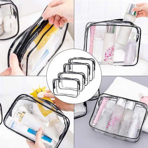 Cosywell Clear Toiletry Bag Quart Size Bag Travel Makeup Cosmetic Bag PVC Toiletries Cosmetic Pouch for Women Men 3PCS (2M+2S)