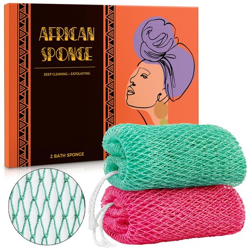 African Net Sponge Authentic - African Exfoliating Net Sponge Real African Wash Cloth Loofah - African Bath Sponge with Knots Exfoliator Net for Shower Body Scrubber - Skin Smoother Scrub Net
