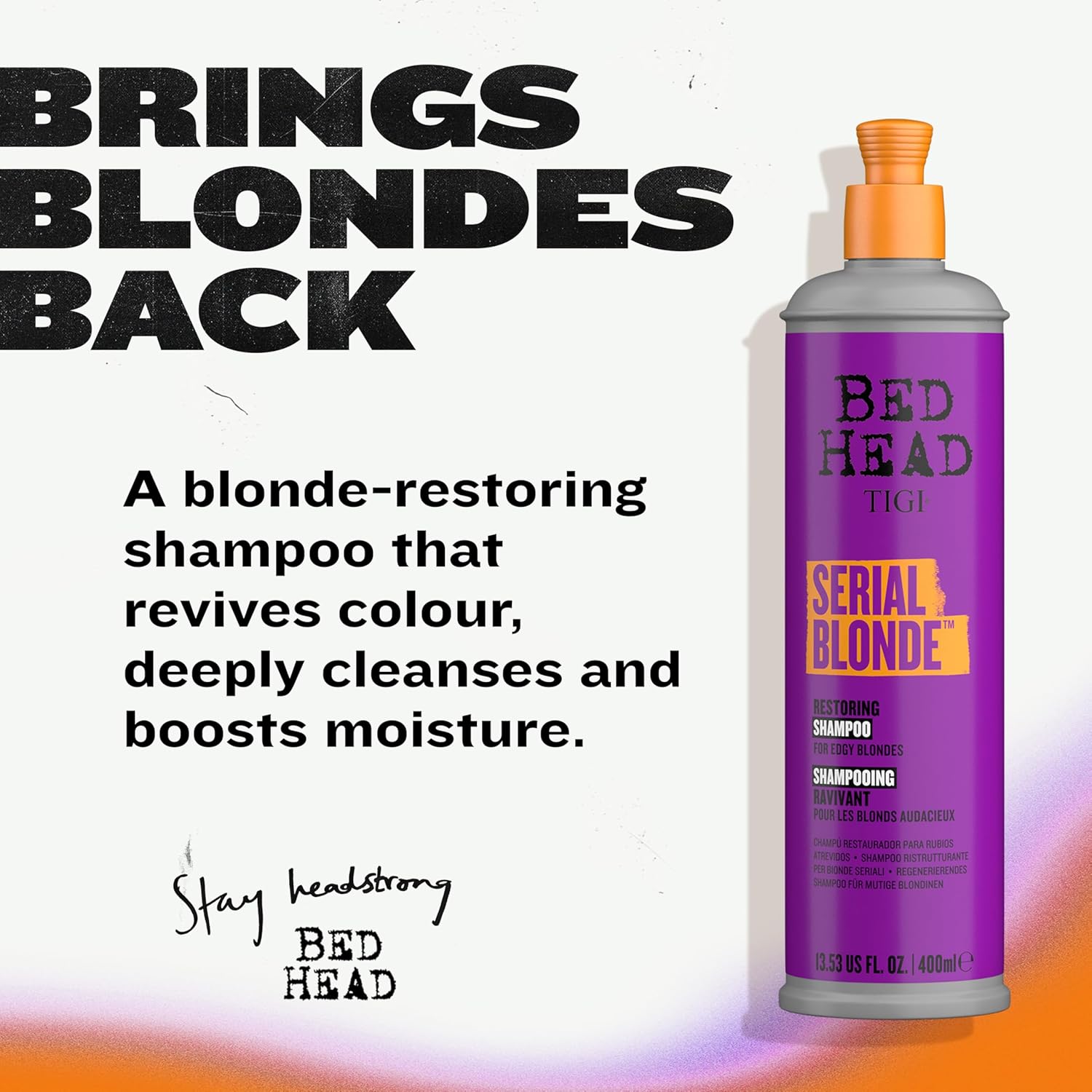 TIGI Bed Head Serial Blonde Shampoo - Restores Damaged Blonde Hair with Hydrolyzed Keratin | 20.29 fl oz