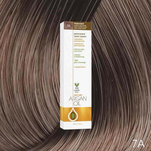 One N' Only Permanent Hair Color - Argan Oil Infused Hair Dye for Rich Gray Coverage - 7A Medium Ash Blonde (3 oz)