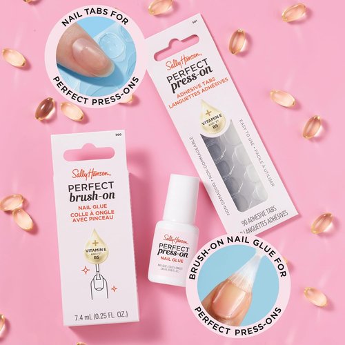 Sally Hansen Brush-On Nail Glue - Long-Lasting Hold with Precision Brush | Gentle, Non-Damaging Formula