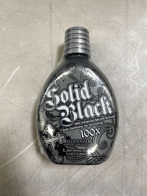 Millennium Tanning SOLID BLACK 100X Dark Tanning Lotion Indoor Outdoor Tan Enhancing Silicone Bronzer Tanning Bed Lotion 13.5 Fl oz (400 ml)