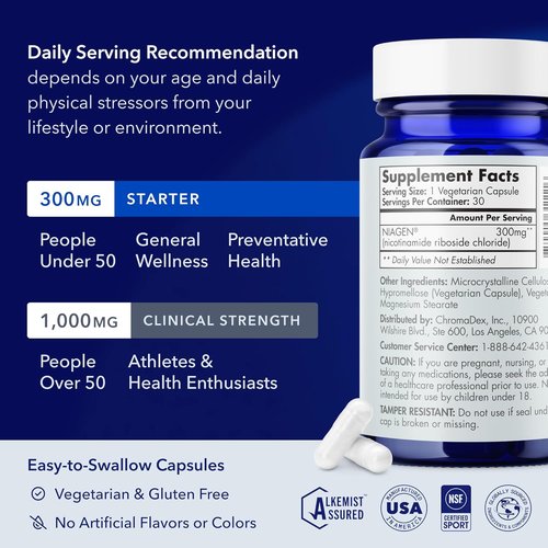 TRU NIAGEN NAD Supplement - Boost Brain Function & Anti-Aging | 300mg Niagen, 30 Servings | Supports Cellular Energy
