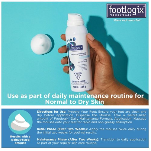 Footlogix Daily Maintenance Formula - Moisturizing Foot Mousse for Normal to Dry Skin | 4.23oz