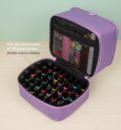 ButterFox Nail Polish Organizer Storage Case, Fits Nail UV Dryer Light and 30-40 Bottles Depending On Bottle Sizes, Nail Supplies Organizer (Royal Purple)