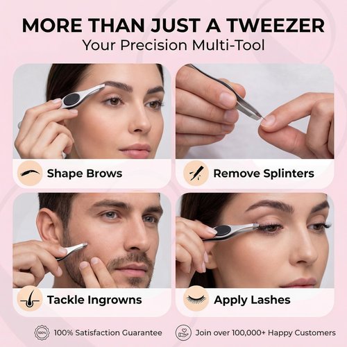 Cocos Closet Precision Tweezers for Women Facial Hair - Stainless Steel Tweezers for Women and Men - Ideal for Eyebrow Shaping and Hair Removal - Slanted Tips, Durable and Ergonomic Grip Design
